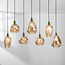Lampe suspendue Nilo - 7-lumières en verre ambré et détail convexe