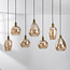 Lampe suspendue Nilo - 7-lumières en verre ambré et détail convexe