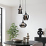 Suspension Zian à 3 lumières - noir, verre fumé effet miroir