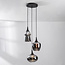 Suspension Zian à 3 lumières - noir, verre fumé effet miroir