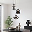Suspension Zian à 3 lumières - noir, verre fumé effet miroir