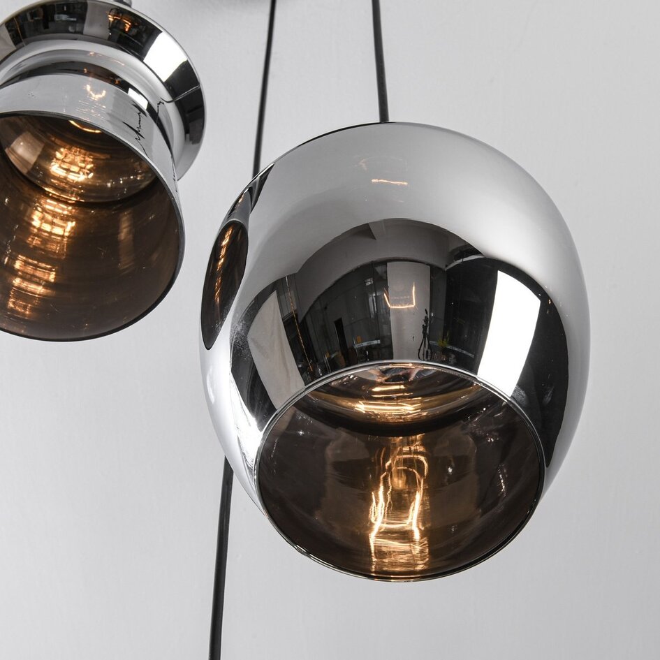 Lampe suspendue design Zian - 3 lumières noires avec verre fumé à effet miroir de différentes formes