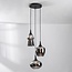 Design hanglamp Zian – 3-lichts zwart met rookglas in diverse vormen