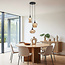Suspension Zian à 3 lumières - noir et verre ambré aux formes variées