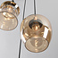Suspension Zian à 3 lumières - noir et verre ambré aux formes variées