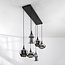 Suspension Lior à 6 lumières - noir, verre fumé effet miroir
