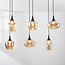 Suspension Lior à 6 lumières - noir et verre ambré aux formes variées