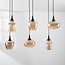 Suspension Lior à 6 lumières - noir et verre ambré aux formes variées