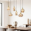 Hanglamp Lior goud met amber glas in diverse vormen – 6-lichts