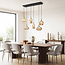 Hanglamp Lior goud met amber glas in diverse vormen – 6-lichts