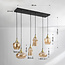 Hanglamp Lior goud met amber glas in diverse vormen – 6-lichts