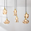 Hanglamp Lior goud met amber glas in diverse vormen – 6-lichts