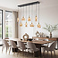 Suspension Cael or avec verre ambré de formes variées - 8 lumières