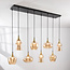 Suspension Cael or avec verre ambré de formes variées - 8 lumières