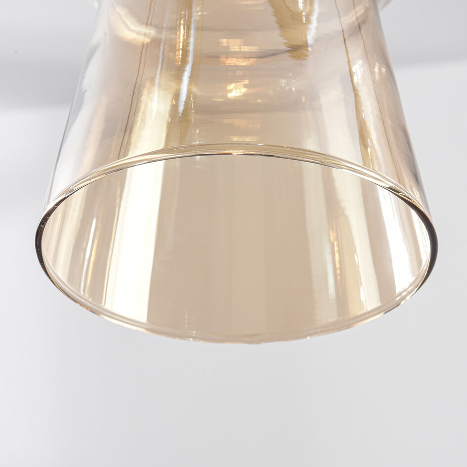 Suspension Cael or avec verre ambré de formes variées - 8 lumières