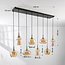 Suspension Cael or avec verre ambré de formes variées - 8 lumières