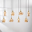 Hanglamp Cael goud met amber glas in diverse vormen – 8-lichts