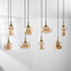 Suspension Cael or avec verre ambré de formes variées - 8 lumières