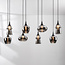 Suspension Cael à 8 lumières - noir, verre fumé effet miroir