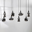 Suspension Cael à 8 lumières - noir, verre fumé effet miroir