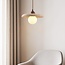 Japandi hanglamp Sasso van travertin (natuursteen) en hout
