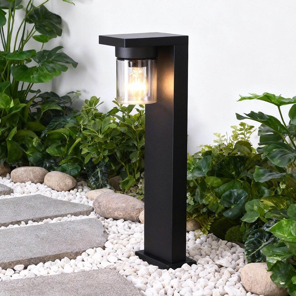Staande buitenlamp Alrigo met glazen kap, 1-lichts