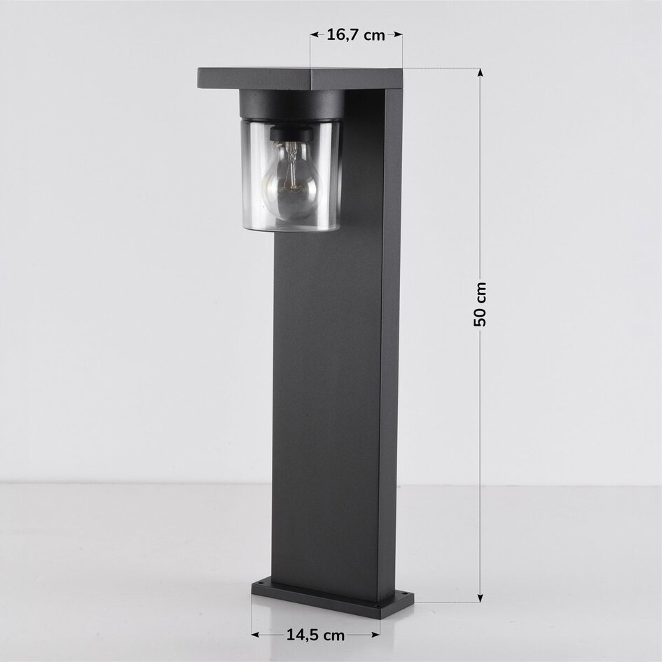 Staande buitenlamp Alrigo met glazen kap, 1-lichts