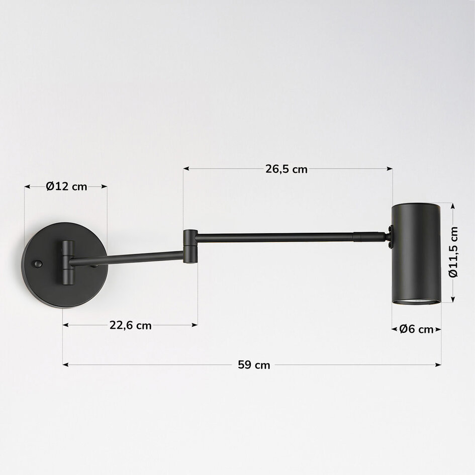 Zwarte wandlamp Revah