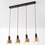 Luxueuse suspension Muro à 4 lumières en travertin (pierre naturelle) et bois