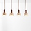 Luxueuse suspension Muro à 4 lumières en travertin (pierre naturelle) et bois