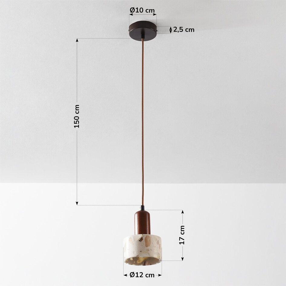Suspension Lito avec effet terrazzo et bois