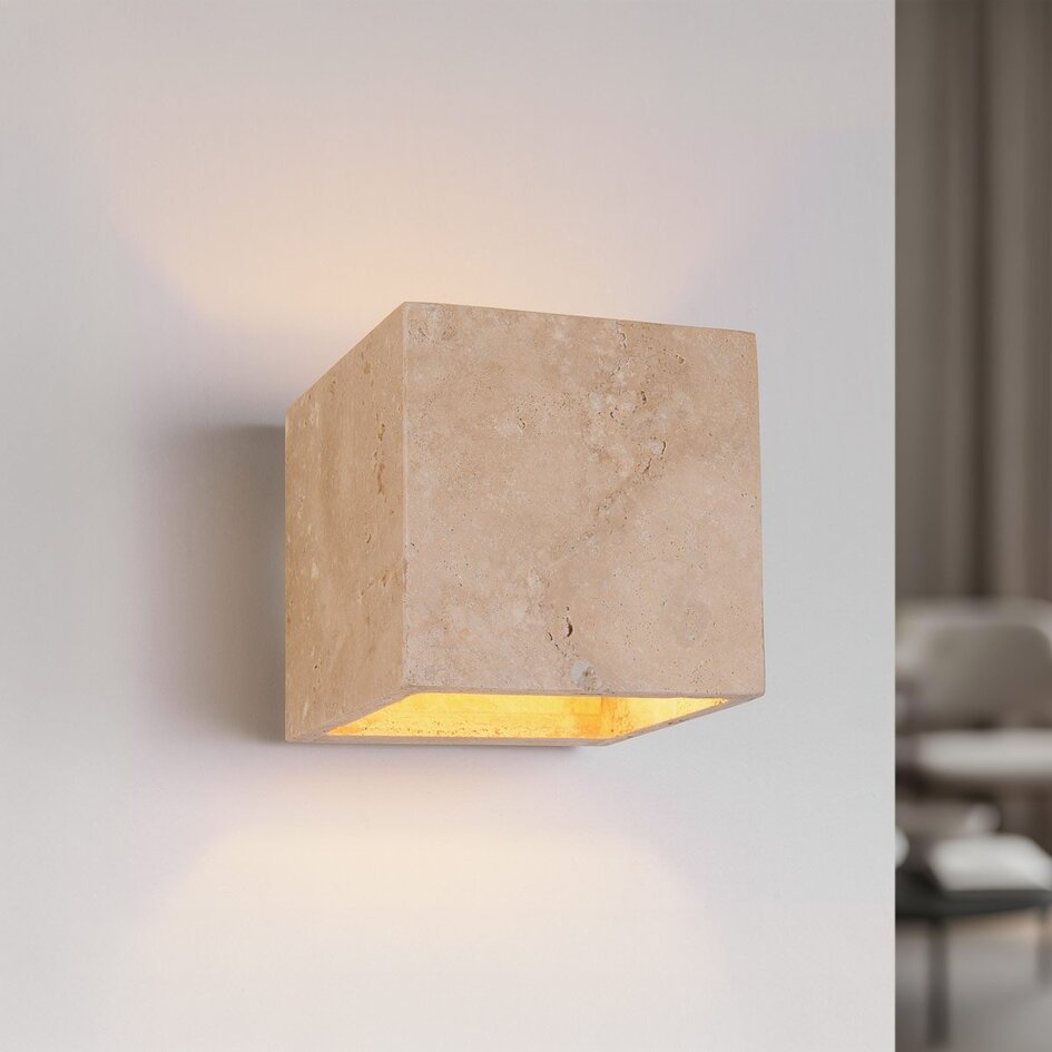 Kubus wandlamp Roca in steenlook