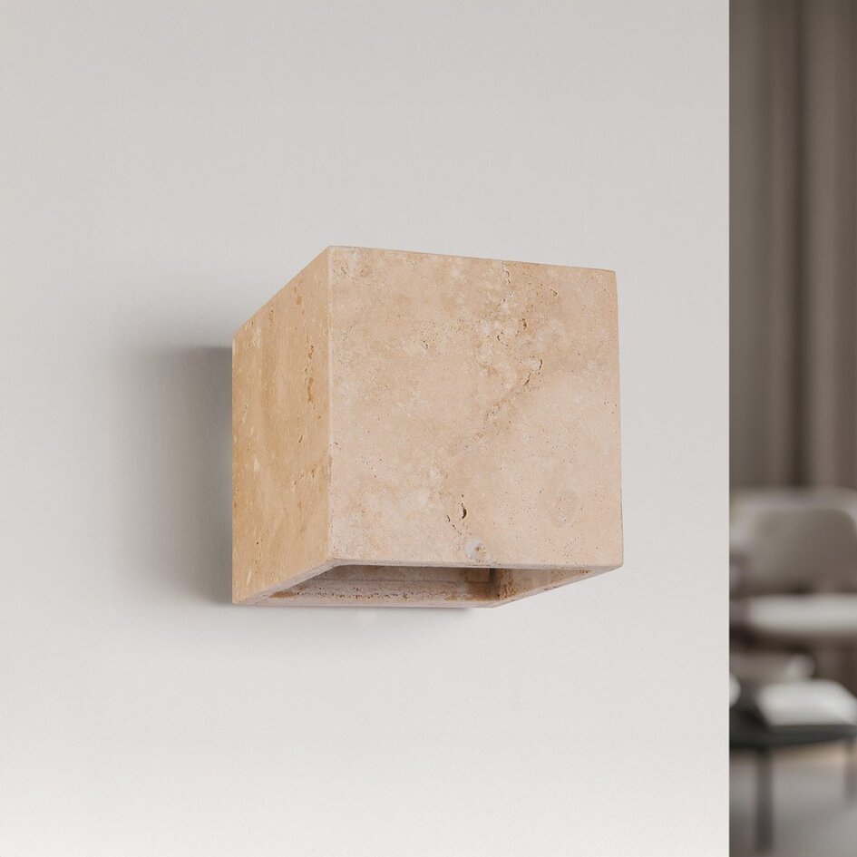Kubus wandlamp Roca in steenlook