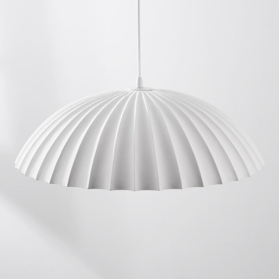 Geribbelde hanglamp Olea met matte krijtlook (Gesso afwerking)