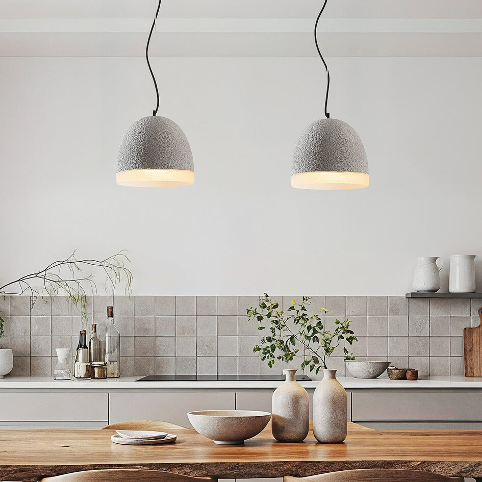 2-lichts Wabi Sabi hanglamp Tura in cementlook