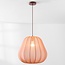 Lampe suspendue Japandi Brunel avec abat-jour en tissu brun chaud