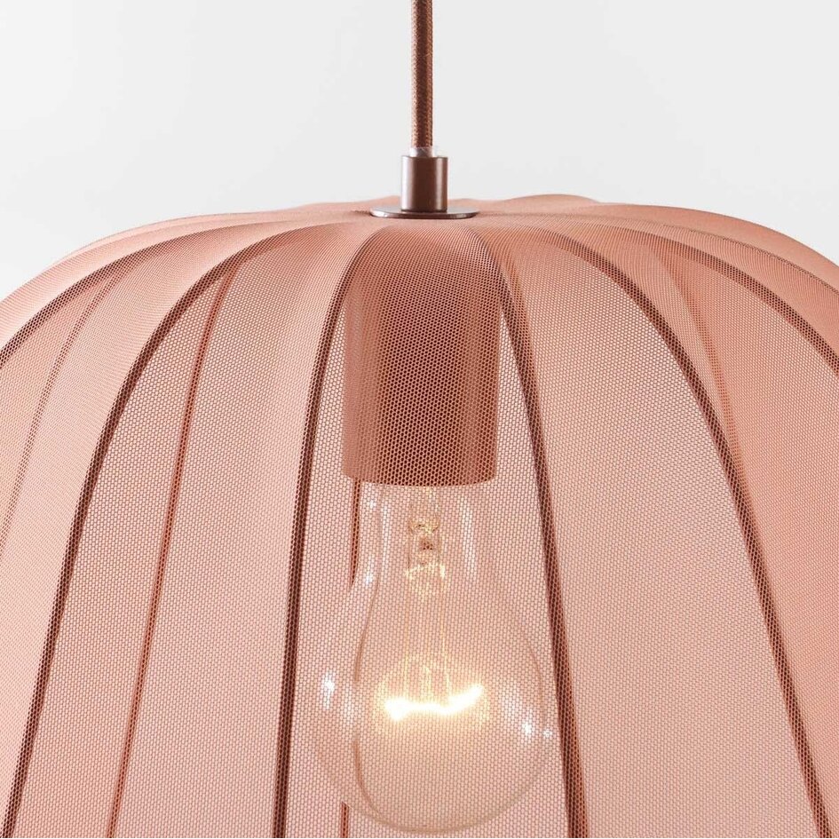 Suspension Japandi Brunel avec abat-jour en tissu rose terre