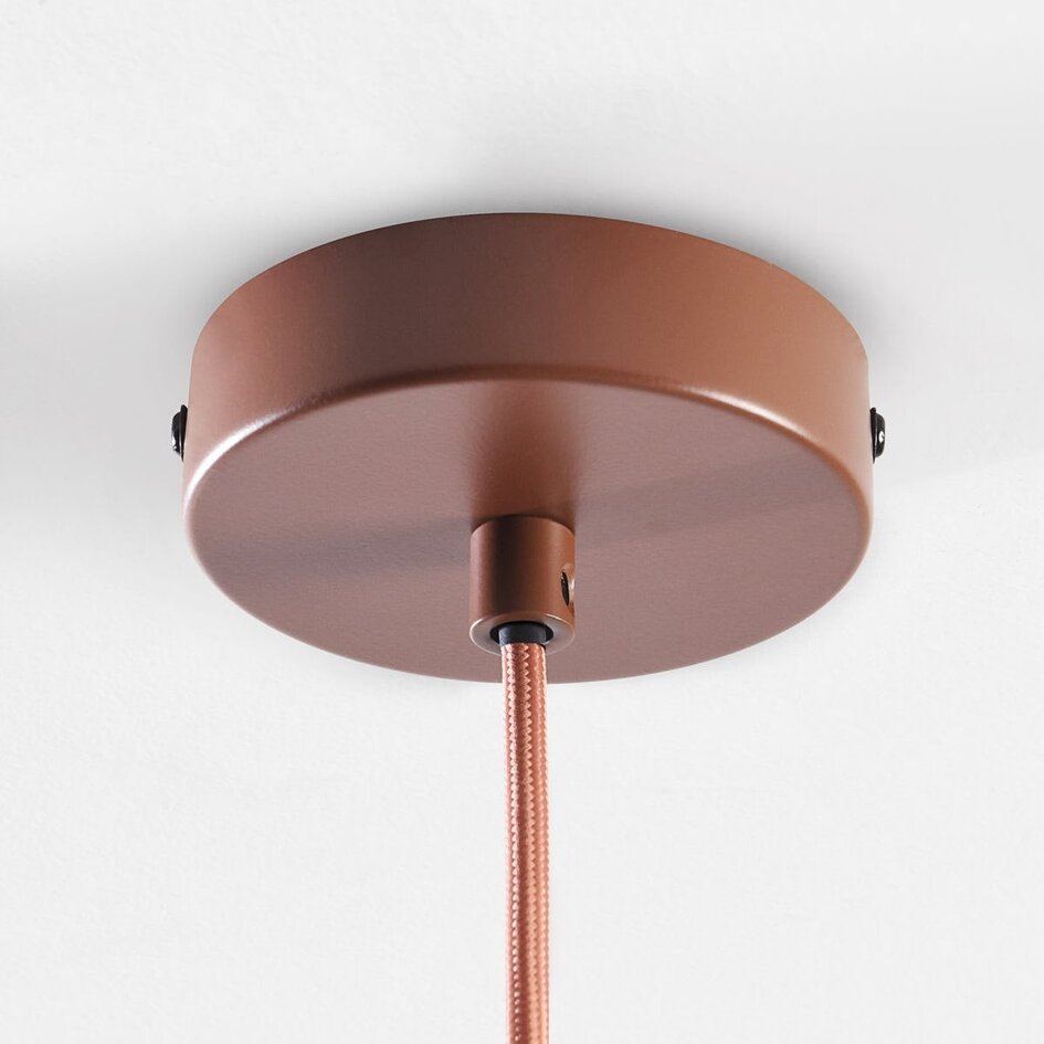 Japandi hanglamp Brunel met terra roze stoffen kap