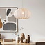 Lampe suspendue Japandi Ecruva - abat-jour rond en tissu beige clair Ø50 cm