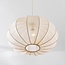 Japandi hanglamp Ecruva – ronde kap van lichtbeige stof Ø50 cm