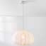 Japandi hanglamp Ecruva – ronde kap van lichtbeige stof Ø50 cm