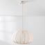 Japandi hanglamp Ecruva – ronde kap van lichtbeige stof Ø50 cm