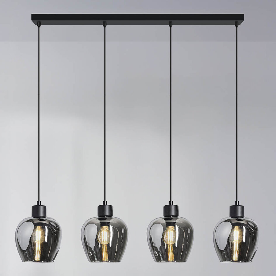 Suspension Sanford 4 lumières - verre fumé