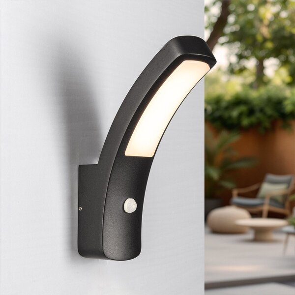 Moderne muurlamp Noah met sensor - zwart