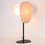 Lampe de table Tavora avec deux abat-jours en lin, teintes claires et naturelles