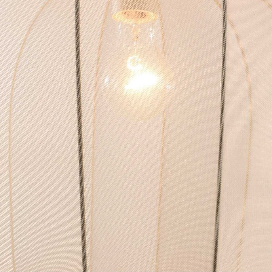 Lampe suspendue en tissu Wivra - style Japandi avec abat-jour beige clair de forme carrée douce