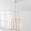 Lampe suspendue en tissu Wivra - style Japandi avec abat-jour beige clair de forme carrée douce
