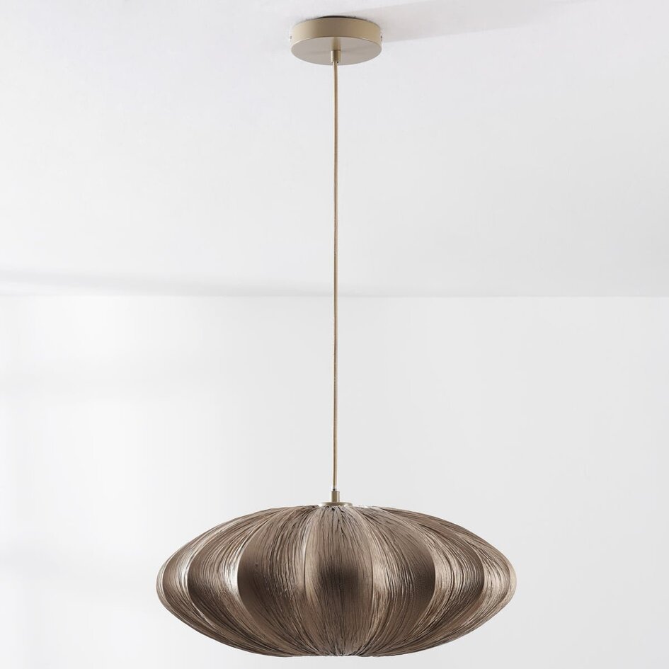 Design hanglamp Creora – Japandi stijl in warmbruine stof