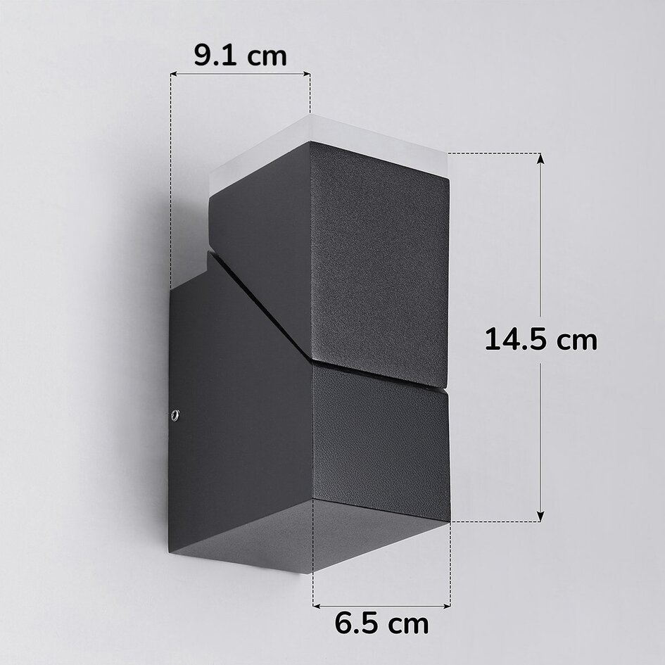 Applique murale extérieure orientable Mila - noire avec LED intégrée