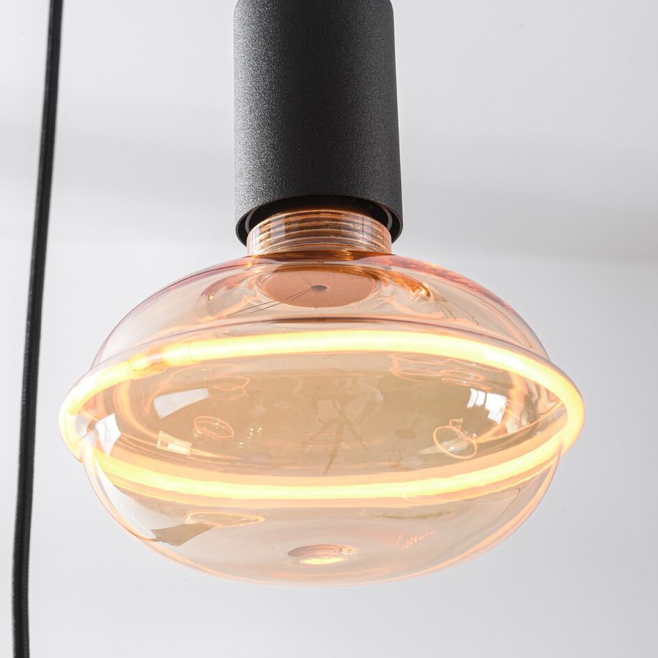 Suspension Nivelle à 6 lumières - noir, ampoules LED E27 dimmables incluses